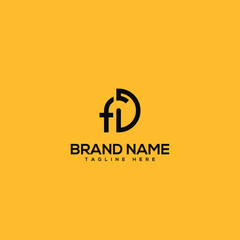 Abstract monogram letter FD DF logo design template - vector.