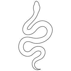 Continuous one line art drawing of venomous snake outline art vector illustration
