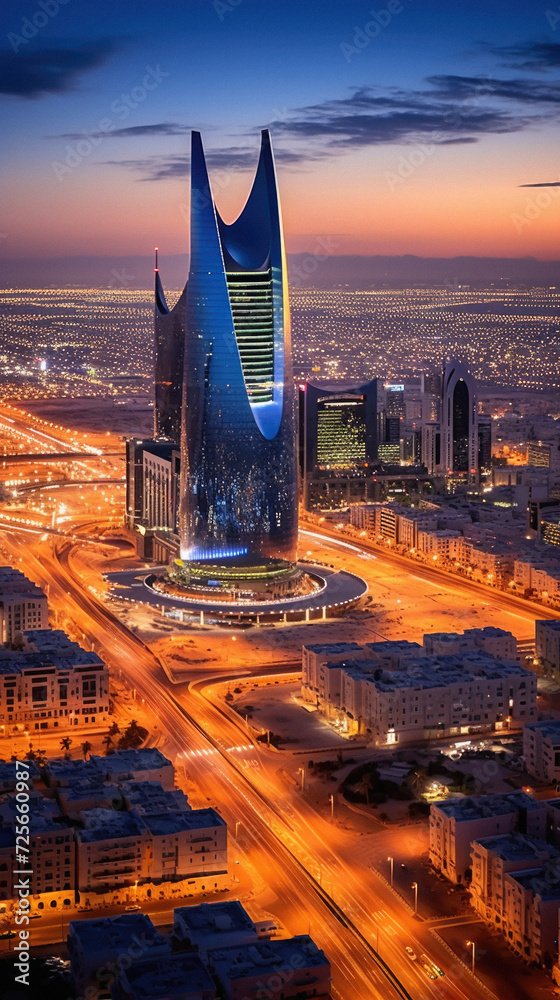 Wall mural Burj Khalifa at sunset in Dubai, UAE. Burj Khalifa is the tallest building in the world .