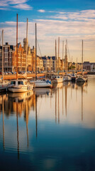 Boats and yachts moored in the harbor of Gdansk, Poland - obrazy, fototapety, plakaty