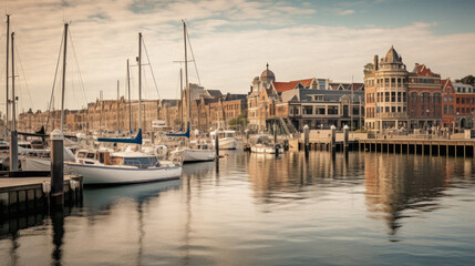 Panoramic view of the harbor of Gdansk, Poland .