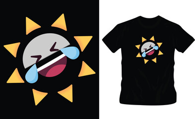 summer sun emoji face with cute expression for social media t-shirt design graphics