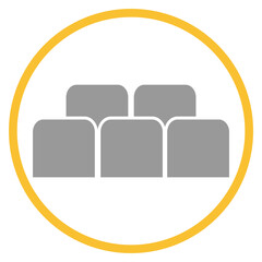 Button grau orange mit Sitzplatz Icon: Tickets reservieren © kebox
