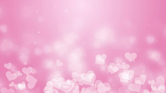 Pink Valentine's day background with hearts. Romantic soft gentle looped background with empty space for text.