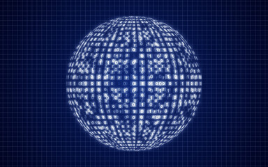 Blue Disco Sphere Binary Code Art in a Glittering World of Music and Dance Lights 