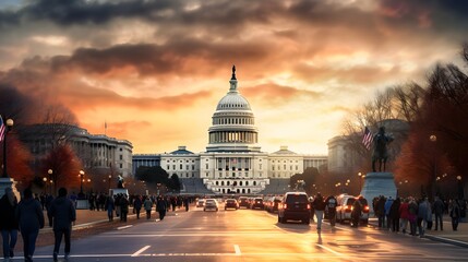 US Capitol building at sunset, Washington DC, USA.
 - Powered by Adobe