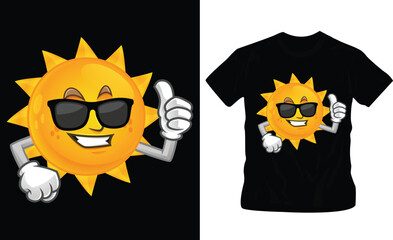 summer sun emoji face with cute expression for social media t-shirt design graphics