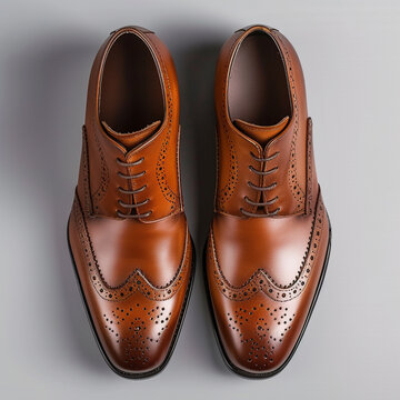 Men's brown shoes isolated on a white background