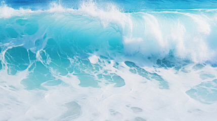 Turquoise ocean wave background. Top view of ocean wave .