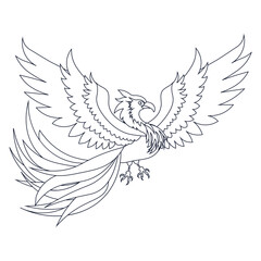 Phoenix. The magic bird. outline