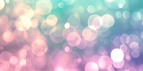 Soft bokeh effect, with large, out-of-focus light circles in a gentle gradient from pink to turquoise