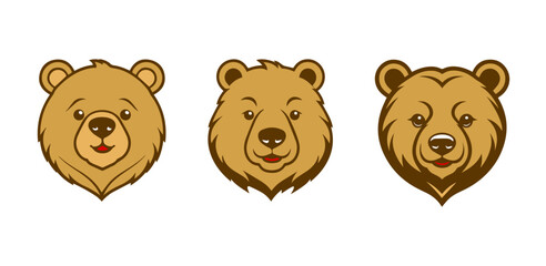 set of head bear design vector
