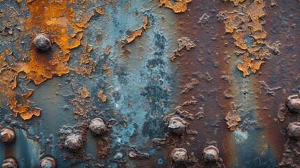 Macro shot of corrosion patterns on metal, illustrating the effects of environmental exposure