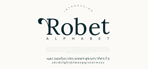 Robet Modern abstract digital alphabet font. Minimal technology typography, Creative urban sport fashion futuristic font and with numbers. vector illustration