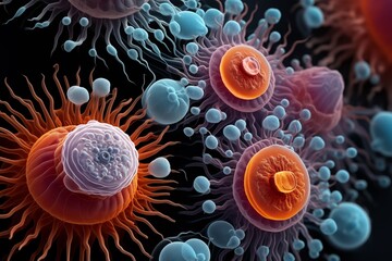 Electron microscopy of microorganism  - obrazy, fototapety, plakaty