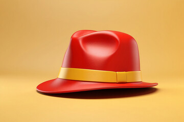 Fototapeta premium 3d red hat yellow background