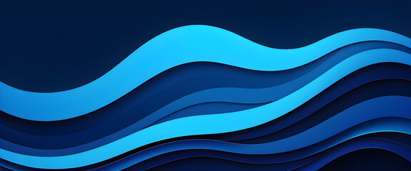 Obraz premium Abstract blue Waves on a Deep Blue Background in Close-Up View