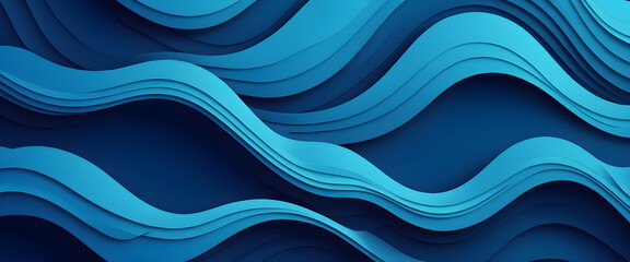 Fototapeta premium Abstract blue Waves on a Deep Blue Background in Close-Up View
