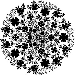 silhouette round floral motif
