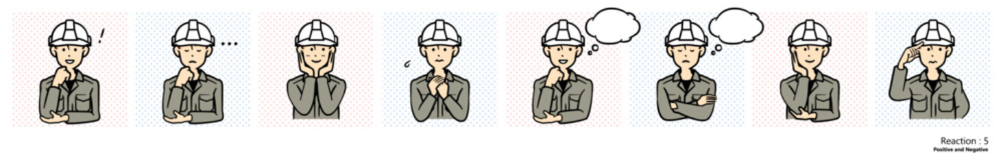 人物イラスト｜作業員（リアクション５）