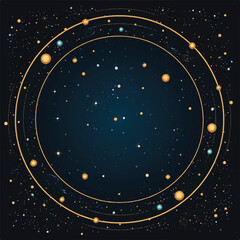 Round border frame with mystical cosmic starry sky