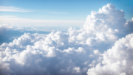 White clouds in blue sky. Landscape background. Wallpaper. Nature.