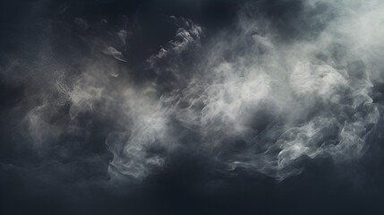 White smoke, Realistic dry ice smoke clouds fog overlay perfect for compositing into your shots, Abstract smoke misty fog on isolated black background. Texture overlays, ai generated - obrazy, fototapety, plakaty