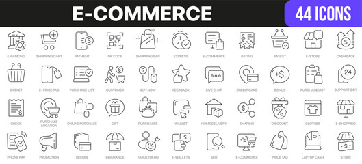 E-commerce line icons collection. UI icon set in a flat design. Excellent signed icon collection. Thin outline icons pack. Vector illustration EPS10