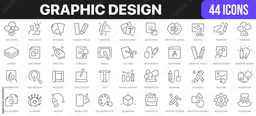 Aufkleber graphic design line icons collection. ui icon set in a flat design. excellent signed icon collection
