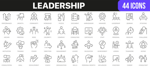 Leadership line icons collection. UI icon set in a flat design. Excellent signed icon collection. Thin outline icons pack. Vector illustration EPS10