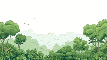 Vector illustration of a lush forest canopy with diverse green foliage  representing the rich biodiversity and abundance of nature. simple minimalist illustration creative