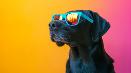 Labrador with coloful sunglasses