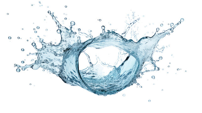 Splash of clear water isolated on transparent and white background.PNG image	