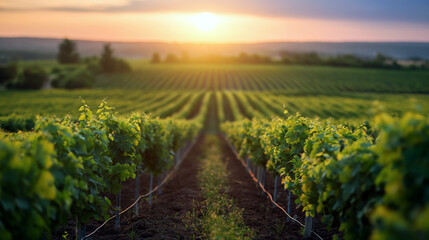 vineyard sunset agriculture viticulture grapevines - obrazy, fototapety, plakaty