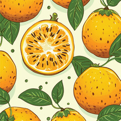 Seamless tropical pattern with juicy passion fruits