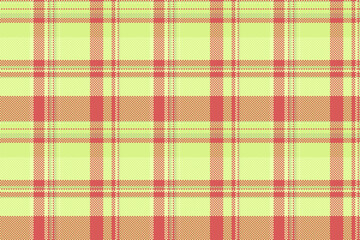 Britain tartan vector fabric, list check pattern texture. Neat textile background seamless plaid in lime and red colors.