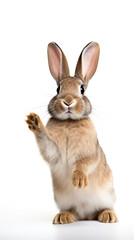 Fototapeta premium Rabbit standing on its paw isolated on white background