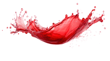 Red juice splash isolated on transparent and white background.PNG image