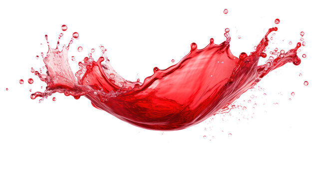 Red juice splash isolated on transparent and white background.PNG image
