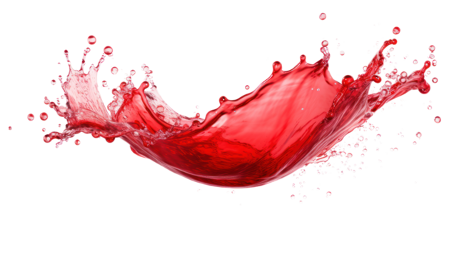 Red juice splash isolated on transparent and white background.PNG image