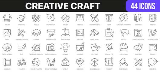 Creative craft line icons collection. UI icon set in a flat design. Excellent signed icon collection. Thin outline icons pack. Vector illustration EPS10 - obrazy, fototapety, plakaty