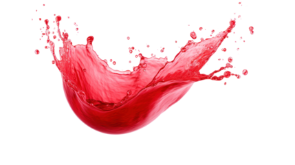 Red juice splash isolated on transparent and white background.PNG image