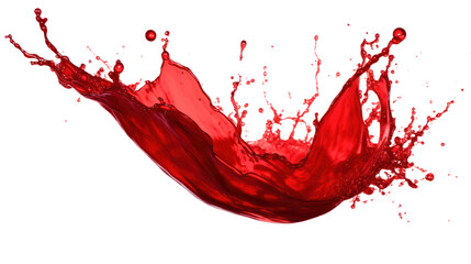 Red juice splash isolated on transparent and white background.PNG image - obrazy, fototapety, plakaty