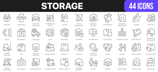 Storage line icons collection. UI icon set in a flat design. Excellent signed icon collection. Thin outline icons pack. Vector illustration EPS10