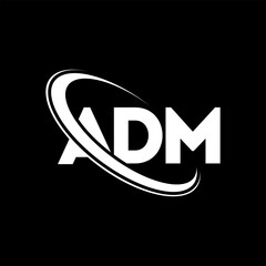 ADM logo. ADM letter. ADM letter logo design. Initials ADM logo linked with circle and uppercase monogram logo. ADM typography for technology, business and real estate brand.