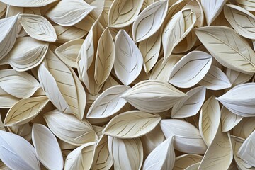 a pile of white and beige leaves