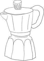 hand drawn illustration of a Moka pot