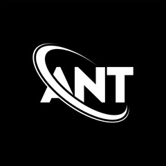 ANT logo. ANT letter. ANT letter logo design. Initials ANT logo linked with circle and uppercase monogram logo. ANT typography for technology, business and real estate brand.