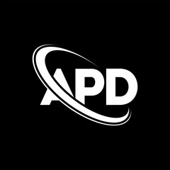 APD logo. APD letter. APD letter logo design. Initials APD logo linked with circle and uppercase monogram logo. APD typography for technology, business and real estate brand.