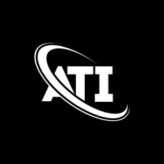 ATI logo. ATI letter. ATI letter logo design. Initials ATI logo linked with circle and uppercase monogram logo. ATI typography for technology, business and real estate brand.